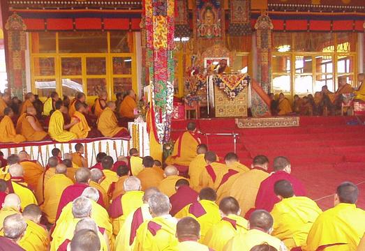His Holiness the Dalai Lama performing the Kalachakra Initiation, Bodhgaya.