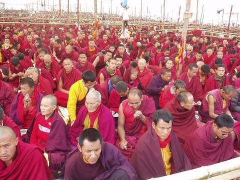 Field of monks taking the Kalachakra Initiation.