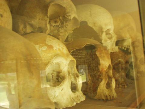 Skulls of those killed by the Khmer Rouge, S-21 concentration camp, Phenom Penh.