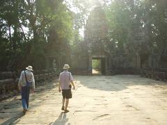 Will and Alex walking towards Preah Khan.