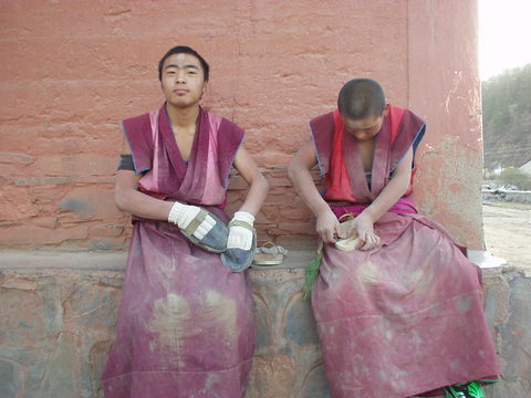 A couple of young monks in Xiahe, in southern Gansu province.