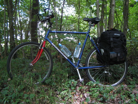 My bicycle, loaded wtih panniers.
