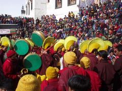 Recession of monks at the intermission of the second day of the Spituk Festival, 2003.
