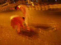 Boys lighting crackers near Marine Lines